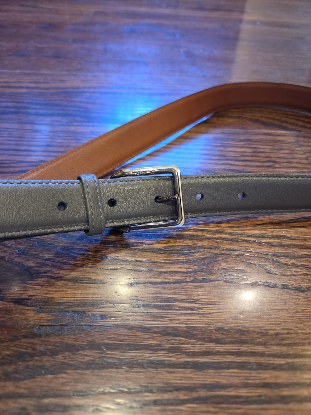 Vintage Christian Dior grey leather belt, Unisex